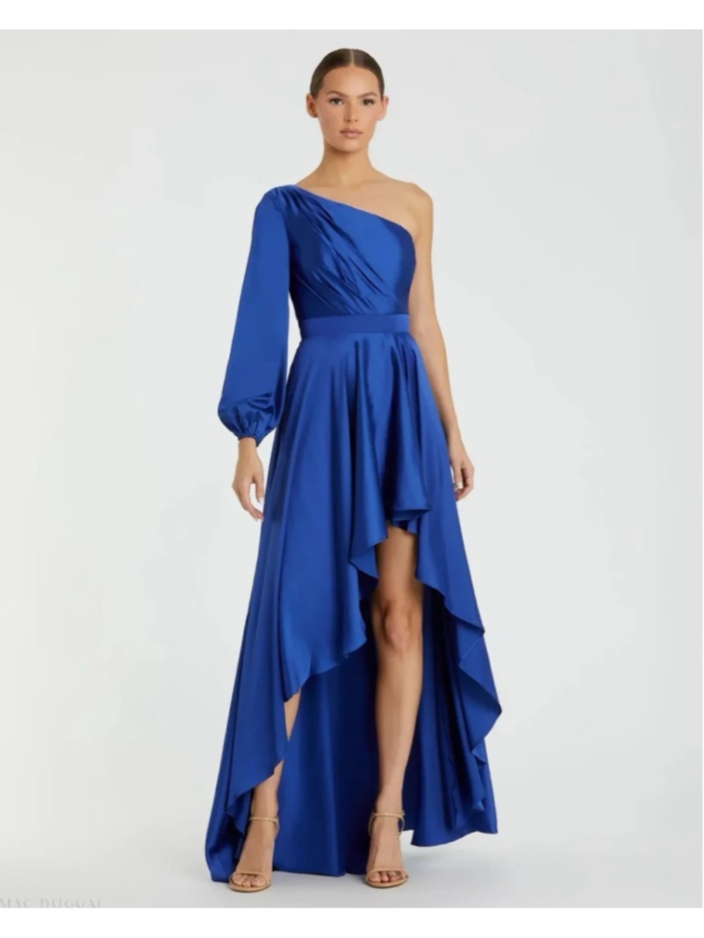 Women's Mac Duggal Blue One Shoulder High-Low Dress Size 4